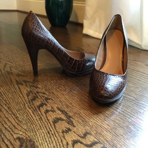 Nine West Brown Faux Leather Heels